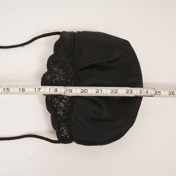 Andre Cellini Black Clam Shell Top Beaded Hand Bag - Picture 13 of 15